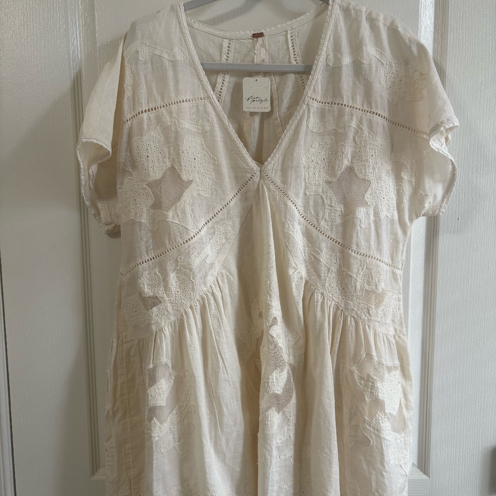 Free People Embroidered Eyelet Mini Dress
